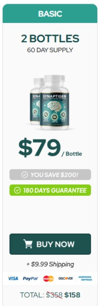 Buy 1 bottle of Synaptigen brain supplement for memory and focus